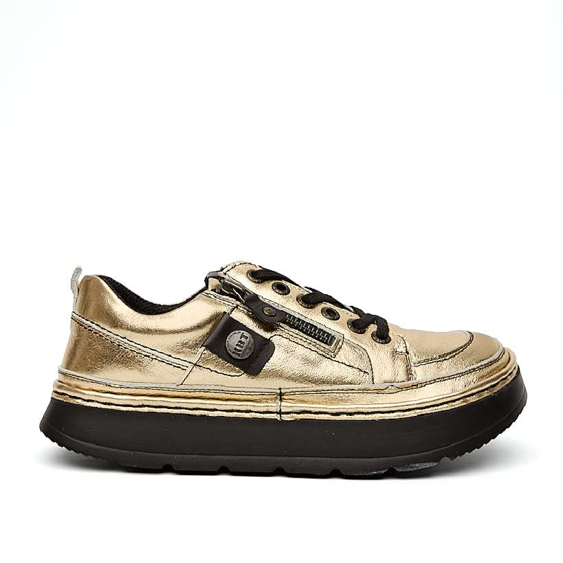 003-2581-0004-10w Полуботинки жен.кожа-текстиль золотой